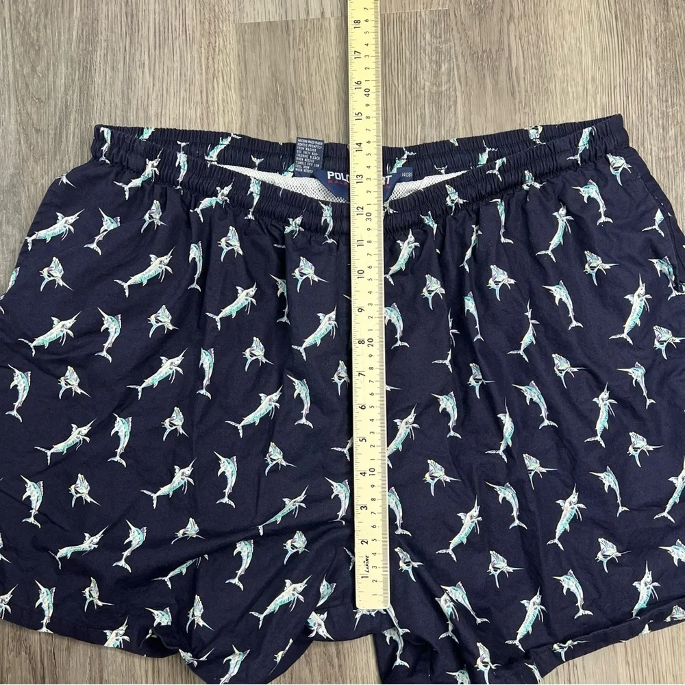 Vintage Polo Sport Ralph Lauren Shorts‎ Mens XXL Fish Print Swim Trunks Lined 5”